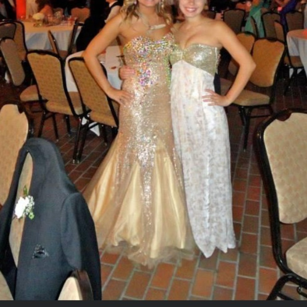 Gold and White Prom Dress sequin top size 2